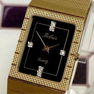 Vintage Belair Diamond Accented Black Dial Men’s Unisex Dress Watch